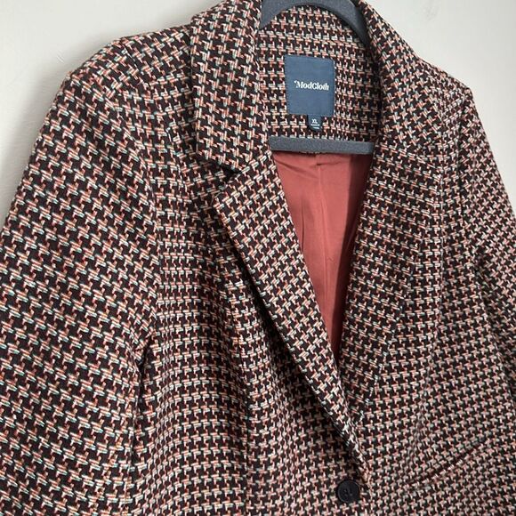 Modcloth Wool Informed Ensemble Brown Houndstooth Single Button Blazer Size XL - Picture 4 of 15
